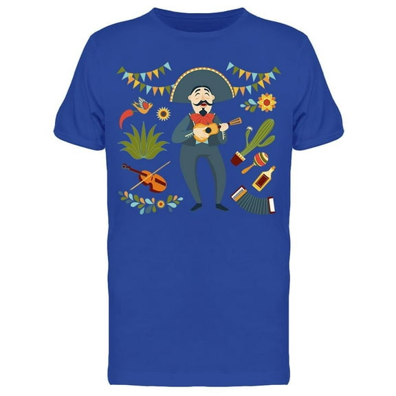 Mariachi Plays Guitar T-Shirt Men -Image by Shutterstock, Male Medium