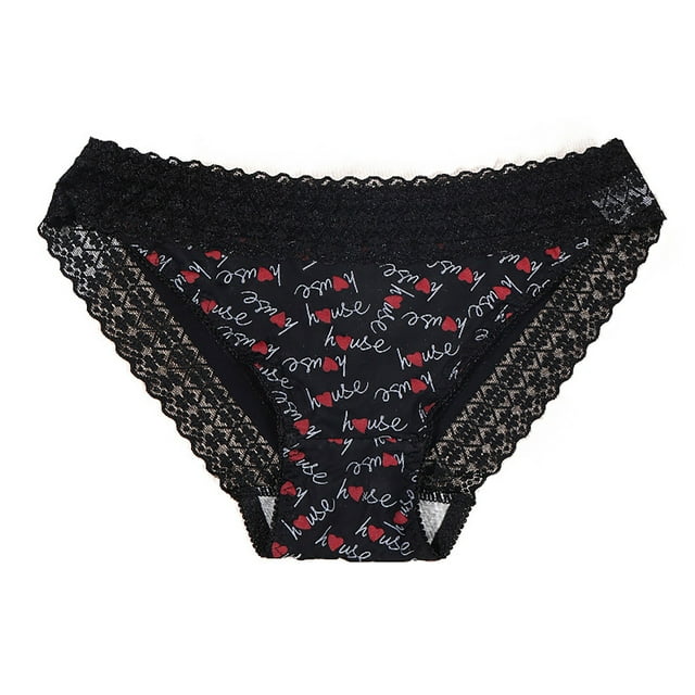Ketyyh-chn99 Boxeurs pour Femmes sous-Vêtements 2024 Culottes pour Dames Culottes Strings Culottes en Dentelle pour Femmes Imprimé à Travers la Taille Bikini Culotte sous-Vêtements Rouge,G