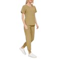 thumbnail image 2 of Scrubs for Women Set - V-Neck Scrub Top & Jogger Pant with Pockets, 4 Way Stretch Nurse Uniform Yellow M, 2 of 4