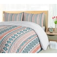 thumbnail image 5 of Ambesonne Burnt Orange Duvet Cover Set, Tribal Vertical Forms, 2-Calking, Pale Blue and Dark Teal, 5 of 7