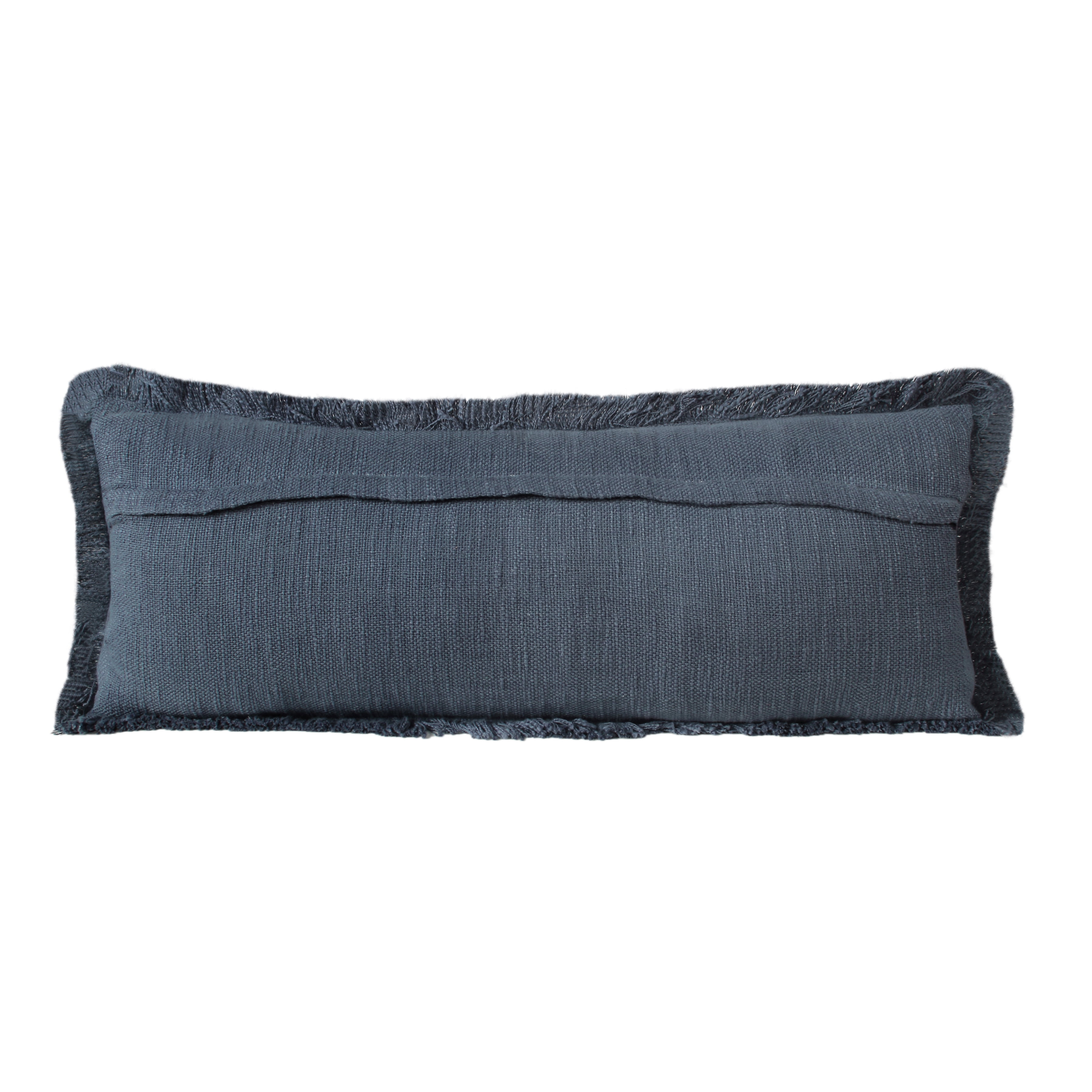 Ox Bay Bennett 14" x 36" Fringed Navy Blue Cotton Adult Decorative Throw Pillow