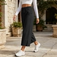 thumbnail image 7 of HomeDM Capris Pants for Women Wide Leg Drawstring Loose Pants Black Lounge Trousers with Pockets for Athletic Work Size L, 7 of 7