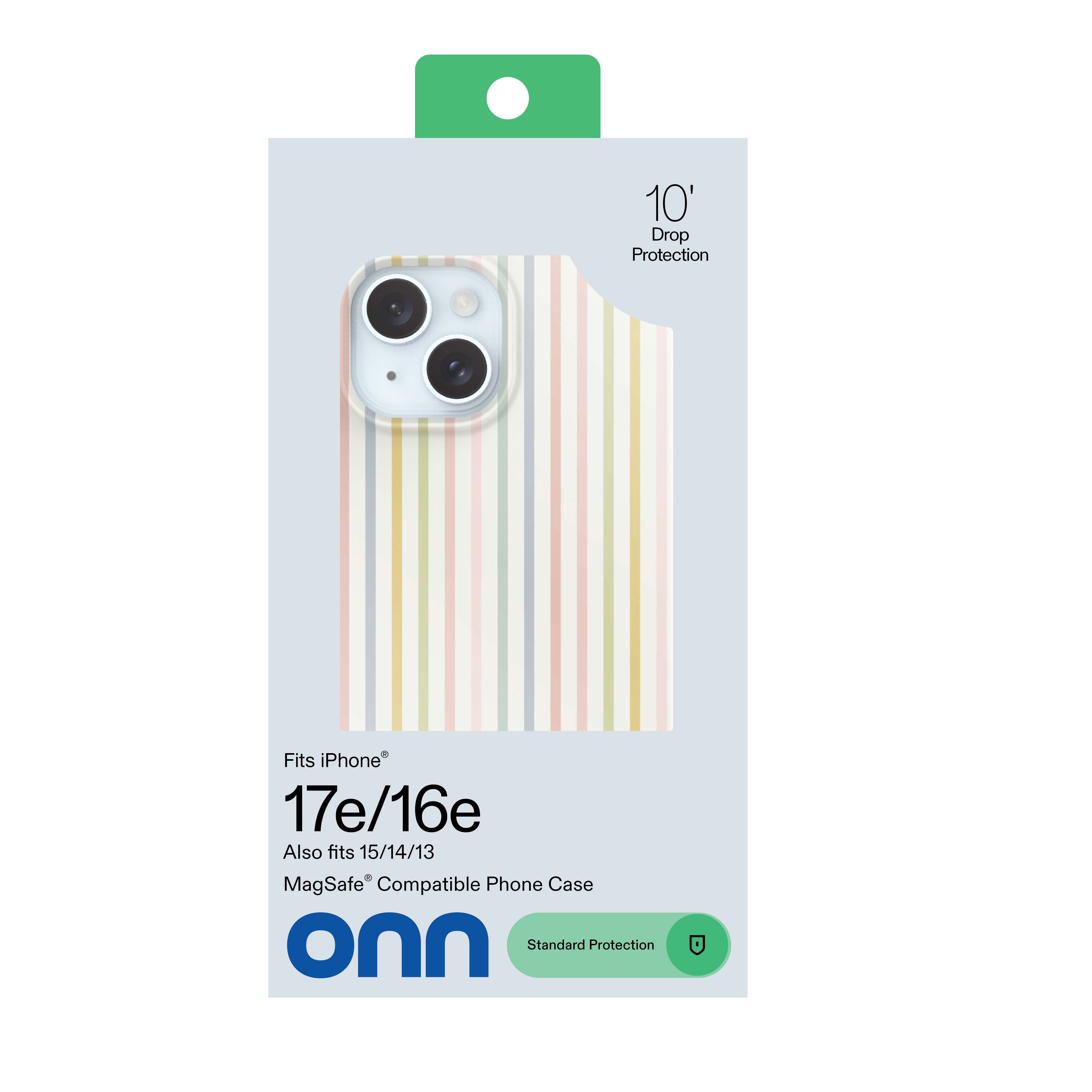 onn Phone Case for iPhone 17e / 16e / 15 / 14 / 13, MagSafe Compatible - Multicolor Stripe