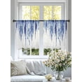 thumbnail image 4 of Navy Blue Sheer Curtains 45 Inch Length 2 Panels Set, Summer Botanical Leaves Watercolor Voile Window Treatment Rod Pocket Small Kitchen Curtains Drapes for Bedroom 52"x45"x2, 4 of 7