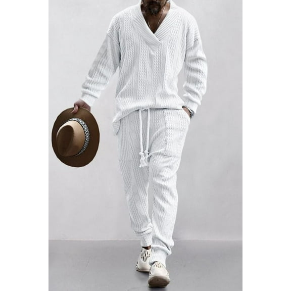 Full Sleeve Drawstring Co-Ord Set (S, White)