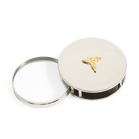 "Dental", Chrome Plated Paperweight & Fold Out Magnifier with 3X Magnification.
