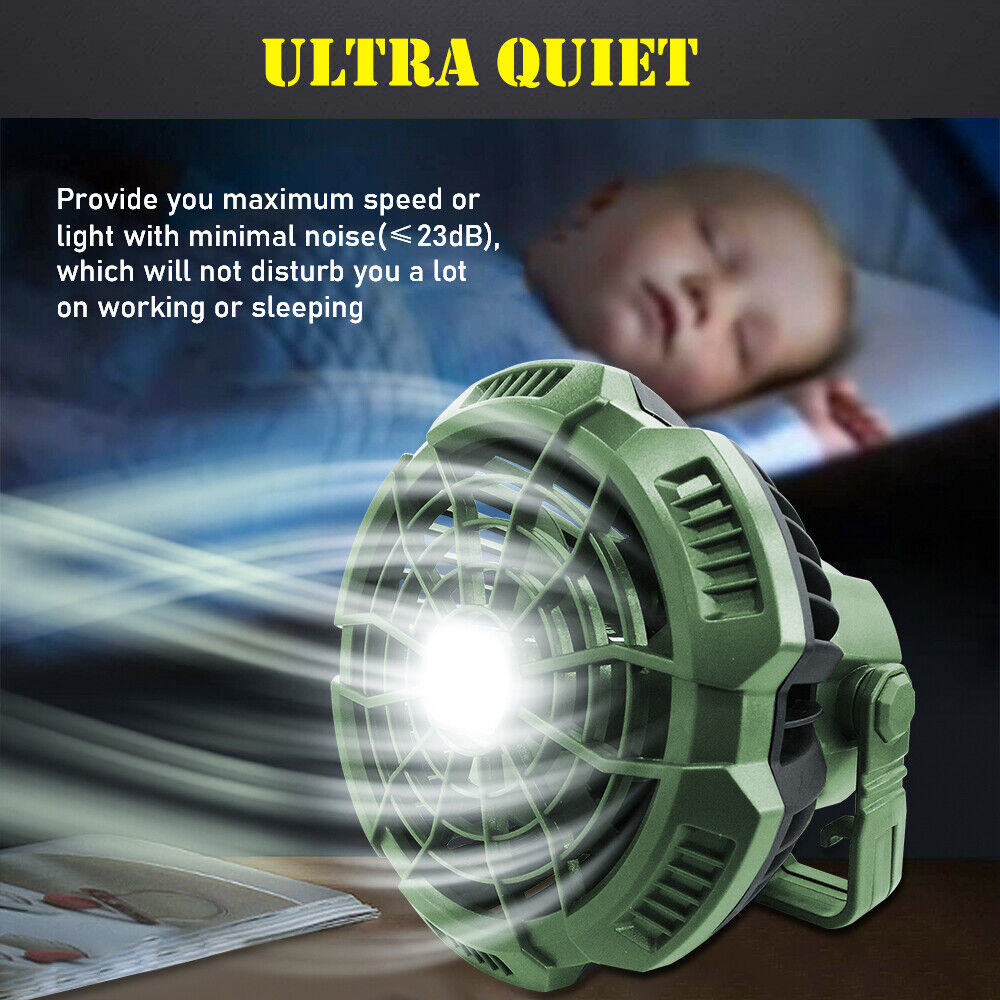 IC ICLOVER Outdoor Portable Tent Fan LED Light Rechargeable Hanging Camping Lantern + Remote