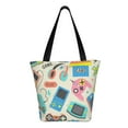 thumbnail image 3 of Gaeub Playing Video Games Printed Tote Bag Grocery Bag Reusable Shoulder Bag with Zip for School Kitchen Park DIY, 3 of 9