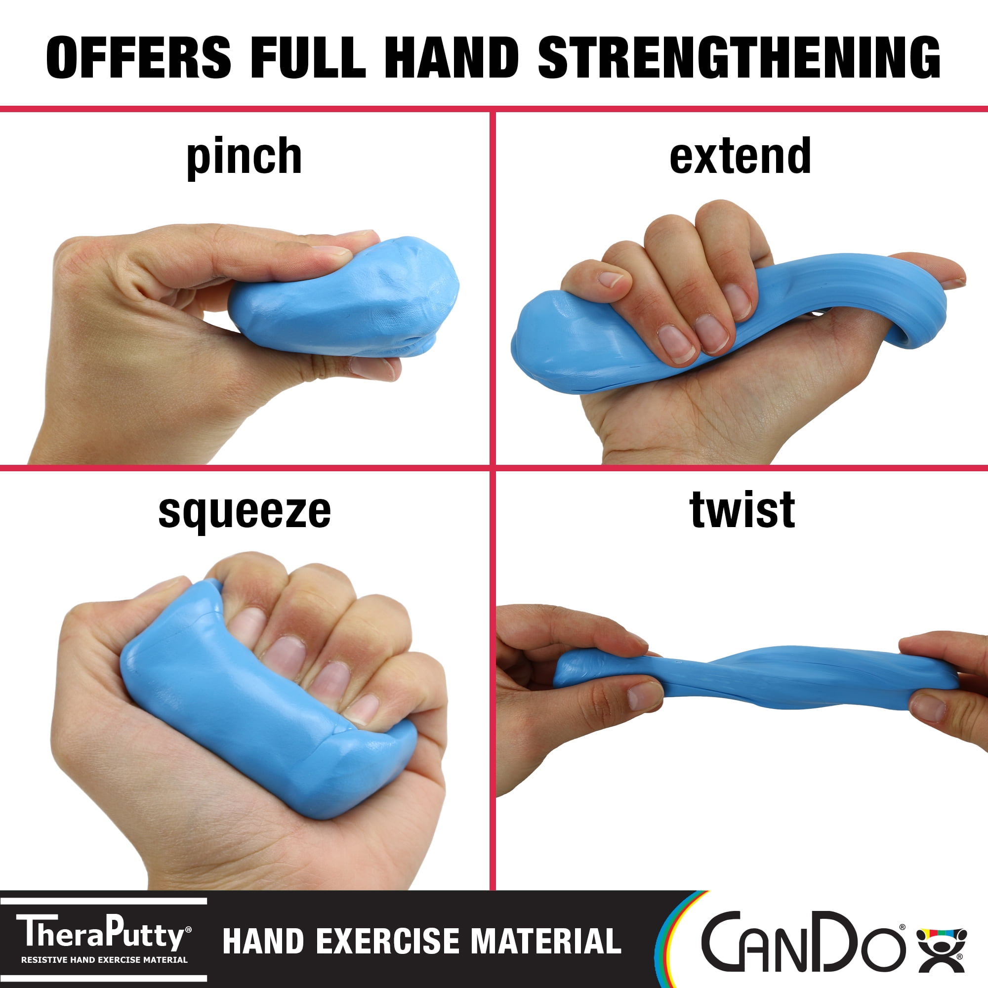 CanDo TheraPutty Standard Hand Exercise Putty For Rehabilitation Exercises Hand Therapy Occupational Therapy Hand Strengthening Improve Motor