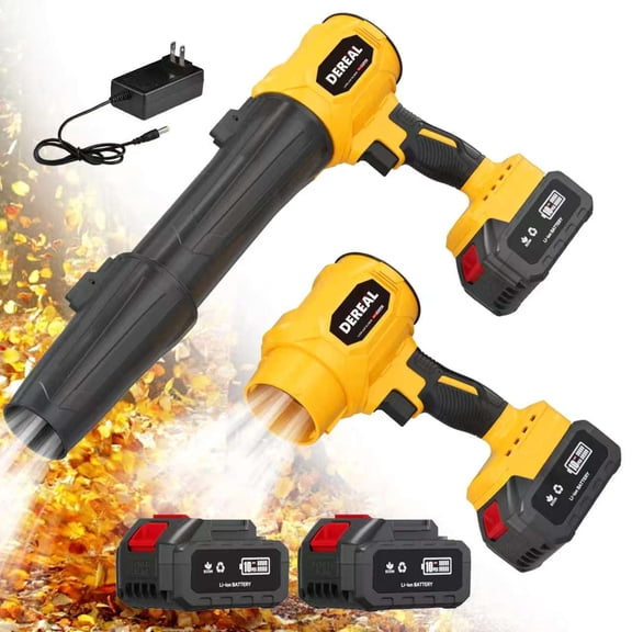 Upgraded Yellow-2*4.0Ah Battery 2Nozzles Leaf Blower/Turbo Blower