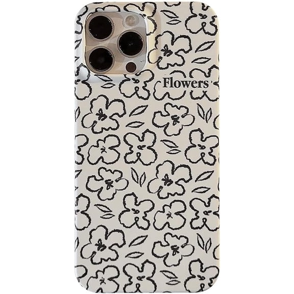 Cute Flower Line Drawing Floral Soft for iPhone Case (White,iPhone 11)