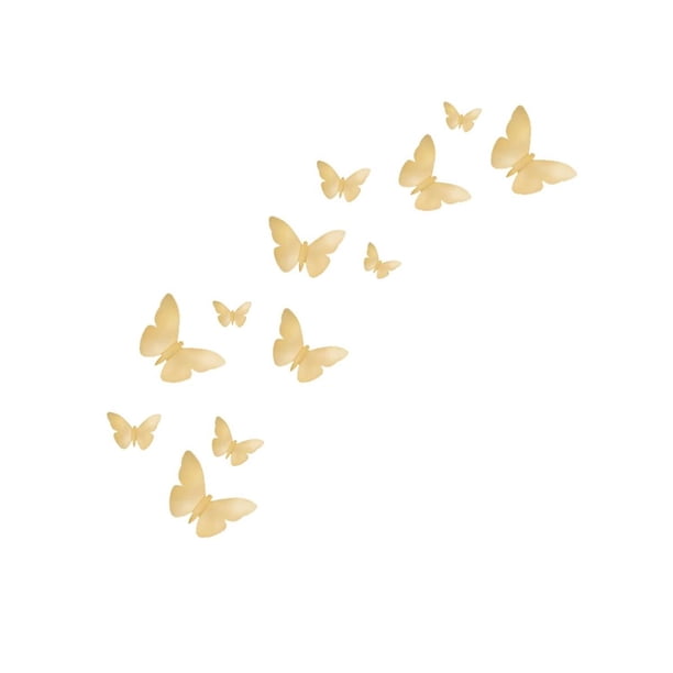 Mariposas 3D Para Pared Better Place Dorado 12X10 Cm 12 Piez