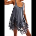 thumbnail image 1 of Vestido Mini Fluido de Encaje para Mujer, Estilo Y2K, Sin Mangas, con Espalda Descubierta, Tirantes, Camisón Corto de Cintura Baja Gris L, 1 of 5