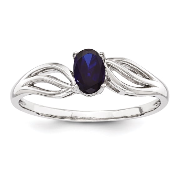 Sterling Silver Rhodium-plated Created Sapphire Ring
