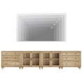 thumbnail image 4 of TV Stand for TVs up to 105 Inches, Wooden TV Console Table for 65-90 Inch TVs, Entertainment Center with Glass Door & Drawer, Oak Kitchen Sideboard Buffet Cabinet for Dining Room, 4 of 6