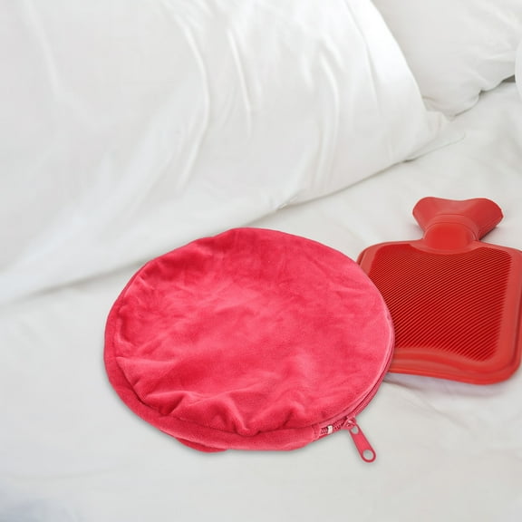 LEORX Hot Water Bottle Cover 1Pack Flannel Insulation and Heat Retention Wine Red Simple Style