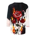 thumbnail image 4 of Plus Size Graphic Tops Womens Halloween Outfits 3/4 Sleeve Funny Holiday Crew Neck Tshirt Pullover Red 3XL, 4 of 5