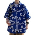 thumbnail image 4 of Male Oversized Shirt Letter Pattern Printed Turn Down Collar Single Breasted Short Sleeve Shirt Top for Men, 4 of 8