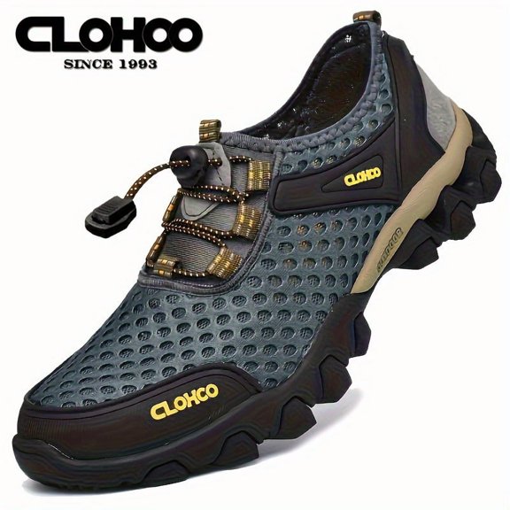 PLERISE Men’s Breathable Mesh Hiking Sneakers, Lightweight Sport Shoes with Thick Rubber Sole, Durable Traction, Comfortable Fit for Outdoor, Casual, Spring, Summer, Fall