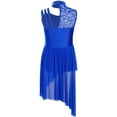 thumbnail image 4 of dPois Lyrical Ballet Dance Dress for Girls Irregular Skating Leotard Kids Modern Contemporary Dance Dress Royal Blue 16, 4 of 6