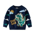 thumbnail image 2 of Esaierr Kids Baby Boys Fall Winter Knitwear Sweater Sweatsuit Tops Dinosaur Sweater Pullover Knit Long Sleeve Crewneck Bottom Jumper Sweater Sweatshirts Tops for 1-7 Years, 2 of 8