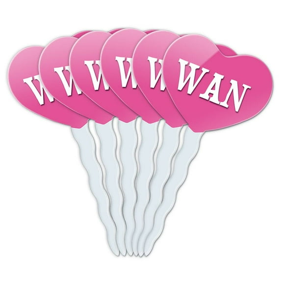 Wan Heart Love Cupcake Picks Toppers - Set of 6