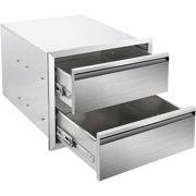 Outdoor Kitchen Drawers 18" W x 15" H x 23" D Flush Mount Double layer BBQ Drawers,Stainless Steel Built-in 2-Drawer for Outdoor Kitchen Island, Patio Grill Station