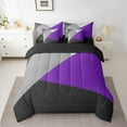 thumbnail image 2 of YST Geometric Bed In A Bag Comforter Set, 7-Piece, Purple Black Gray, Queen, 2 of 5