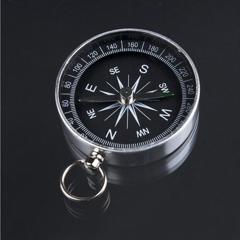 Silver Mini Portable Pocket Compass For Camping Hiking Navigation KEY RING ZY 