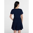 thumbnail image 4 of Time and Tru Women's and Women’s Plus Cotton Swing Dress with Short Sleeves, Sizes XS-4X, 4 of 7