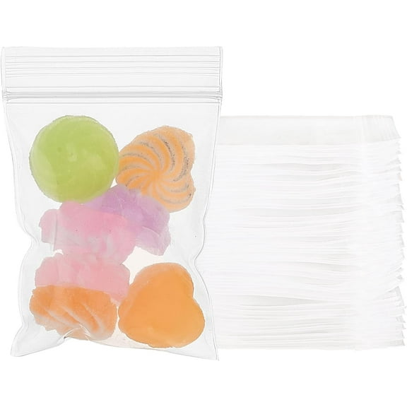 Plastic Zip Lock Bags Resealable Small Jewelry Storage Bags Self Seal Poly Bags Top Seal Rectangle Clear 6x4cm Unilateral Thickness: 3.9 Mil(0.1mm) about 500pcs/set