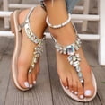 thumbnail image 2 of Wedge Sandals For Women Sparkly Rhinestone Elastic Ankle Strap Flip Flops Comfortable Orthopedic Casual Summer Sandals, 38, 2 of 5
