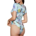 thumbnail image 4 of Uemuo Colorful Sea Turtle Pattern Women's One Piece Short Sleeve Swimsuit Rash Guard Surfing Modest Quick-drying Swimsuit Beach Essentials-XX-Large, 4 of 9