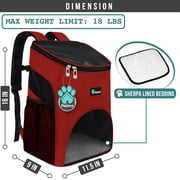 PetAmi Cat Backpack Carrier, Airline Approved Pet Carrier Backpack for Small Dogs and Large Cats, Soft Sided Collapsible Ventilated with Sherpa Bed for Hiking Travel, Max 18 lbs, Red