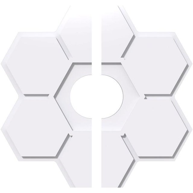 Ekena Millwork CMP18DY2-04000 18 in. OD x 4 in. ID Square Daisy Architectural Grade PVC Contemporary Ceiling Medallion - 2 Piece