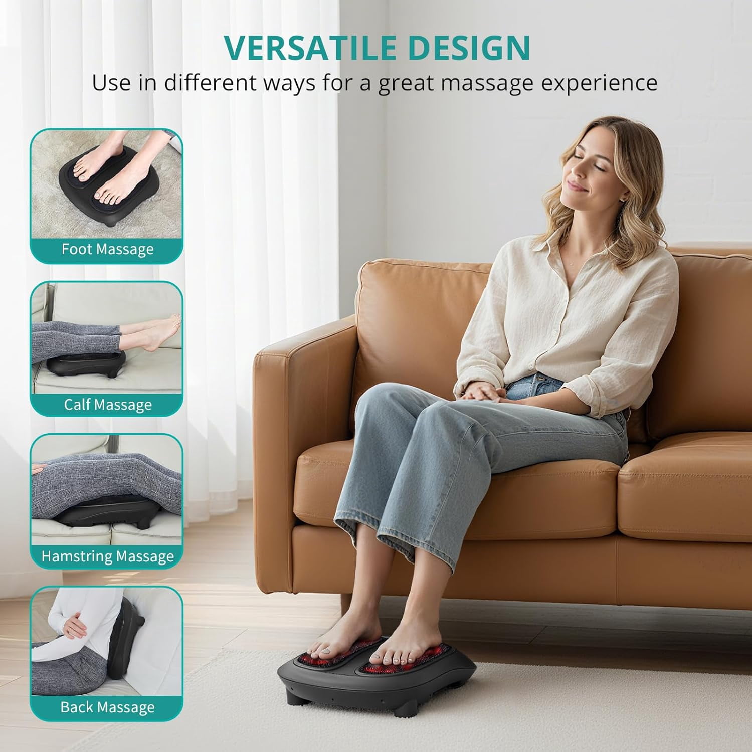 Foot Massager with Heat and Shiatsu Kneading for Pain Relief and Circulation