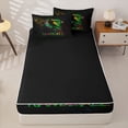 thumbnail image 4 of Castle Fairy Handball Print Zipper Full Size Comforter Sets with Fitted Sheet and 2 Pillowcases, Gradient Watercolor Splash Zipper Bedding Set, Black Green Yellow,4pcs,Black Reversible, 4 of 6