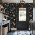 thumbnail image 3 of Peel and Stick Wallpaper Blue Gold Mushrooms Floral Botanical Dark Glowing Wall Mural 17.7in x 9.8ft Self Adhesive Removable Wall Paper Renter Friendly Wallpaper for Nursery Bedroom Cabinets, 3 of 8
