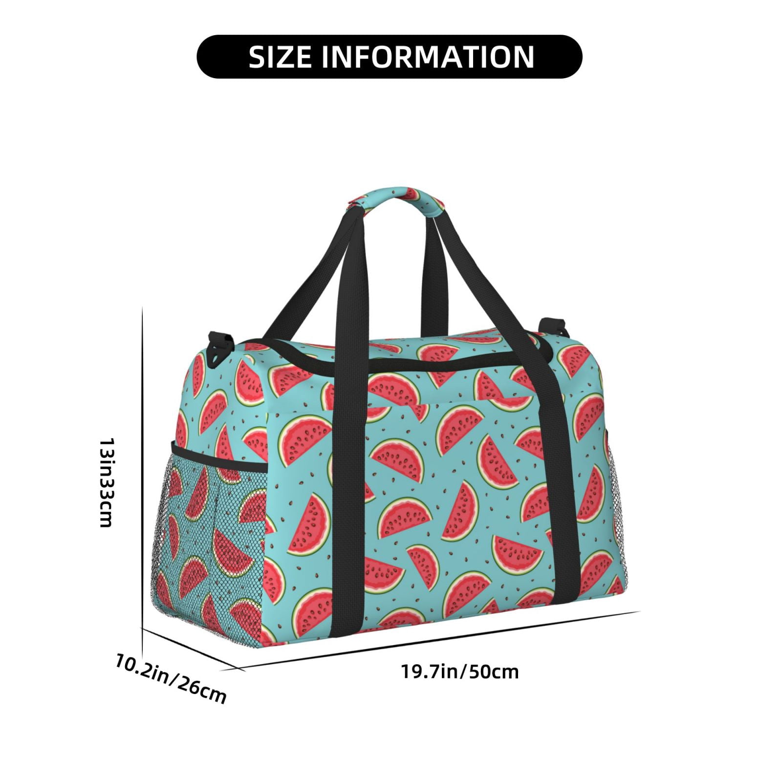 Fuzoiu Watermelon Print Travel Duffle Bag,Carry On Tote Bags,Duffel Bag,Sport Gym Bag, Hospital Bag for Labor and Delivery, Overnight Bag,Luggage Bag