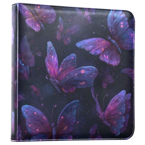 Photo Album Leather Photo Album Bookshelf Photo Albums Scrapbooking Albums Durable and Fashionable Magical Glowing Purple Butterfly
