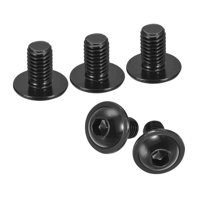 Uxcell Flanged Button Head Socket Cap Screws, 25 Pcs M8x14mm - 304 Stainless Steel Socket Drive Fasteners Bolts, Fully Thread Machine Screws (Black)
