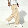 thumbnail image 4 of Resicozy Cargo Pants for Men Stretch Sweatpants Elastic Drawstring Casual Workout Joggers Hiking Tactical Pants with Pockets Beige 2XL, 4 of 8