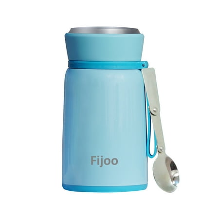 Best Stainless Steel Soup Thermos Food Jar + Folding Spoon - Triple Wall Vacuum Insulated - Hot Soup & Cold Meals Storage Container Jar - Kid's School Lunch, No Leaks, BPA Free (Blue, 27 OZ / 800