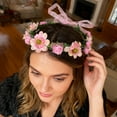 thumbnail image 5 of SDJMa Rose Flower Leave Crown Boho Head Accessory with Adjustable Ribbon for Women Wedding Bridal, 5 of 8