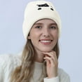 thumbnail image 3 of BAVACE White Cat Beanie Hat for Women Men Thick Knitted Cuffed Skull Cap Winter Cute Stuff Accessories Birthday Valentines Day Decoration Gifts Girlfriend Boyfriend Wife Husband Teen Age Ideas, 3 of 6