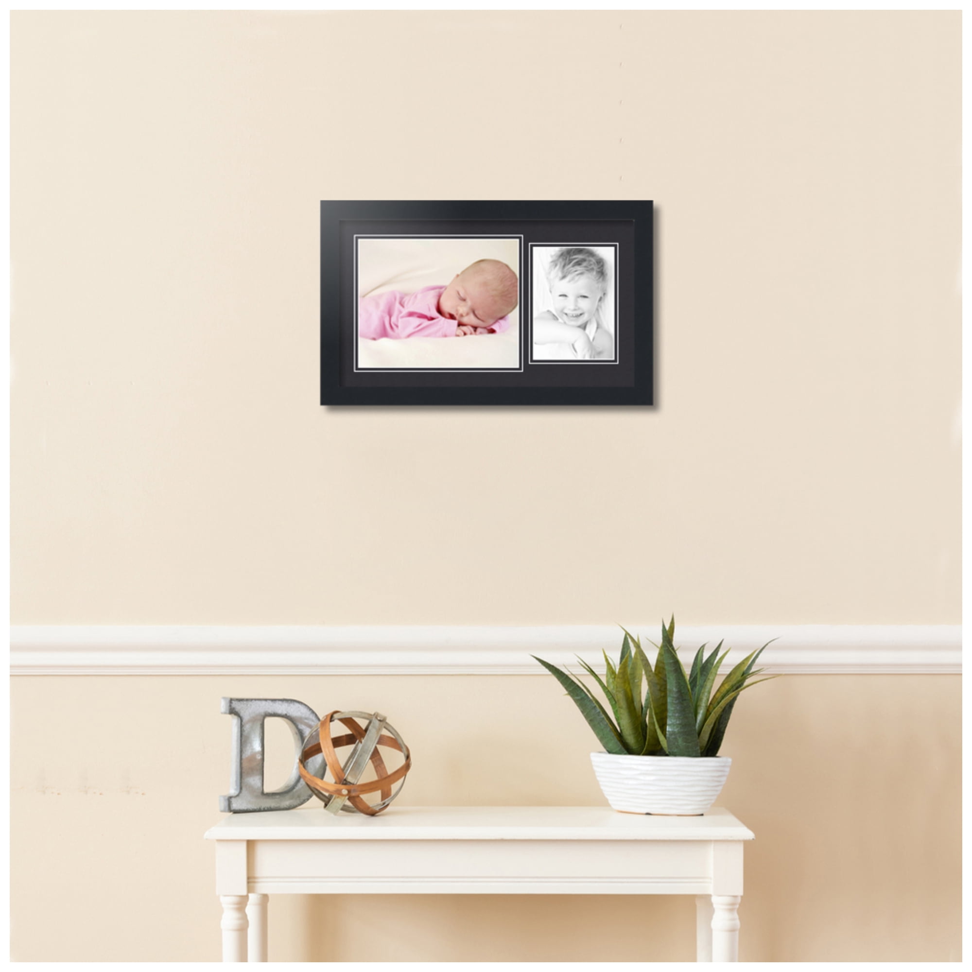 ArtToFrames Collage Photo Picture Frame with 1 - 8x10 - 5x7 Openings, Framed in Black with Black and Black Mats (CDM-3926-328)