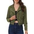 thumbnail image 1 of Chaquetas de Pana para Mujer Chaqueta de Motocicleta con Cremallera y Solapa con Muescas ejercito verde XS, 1 of 4