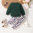 thumbnail image 5 of HCNTES Kids Toddler Baby Girl Winter Spring Clothes Waffle Knit Long Sleeve Pullover Sweatshirt Top and Pants 2PCS Outfits Set, 2-3 Years Dark Green, 5 of 9