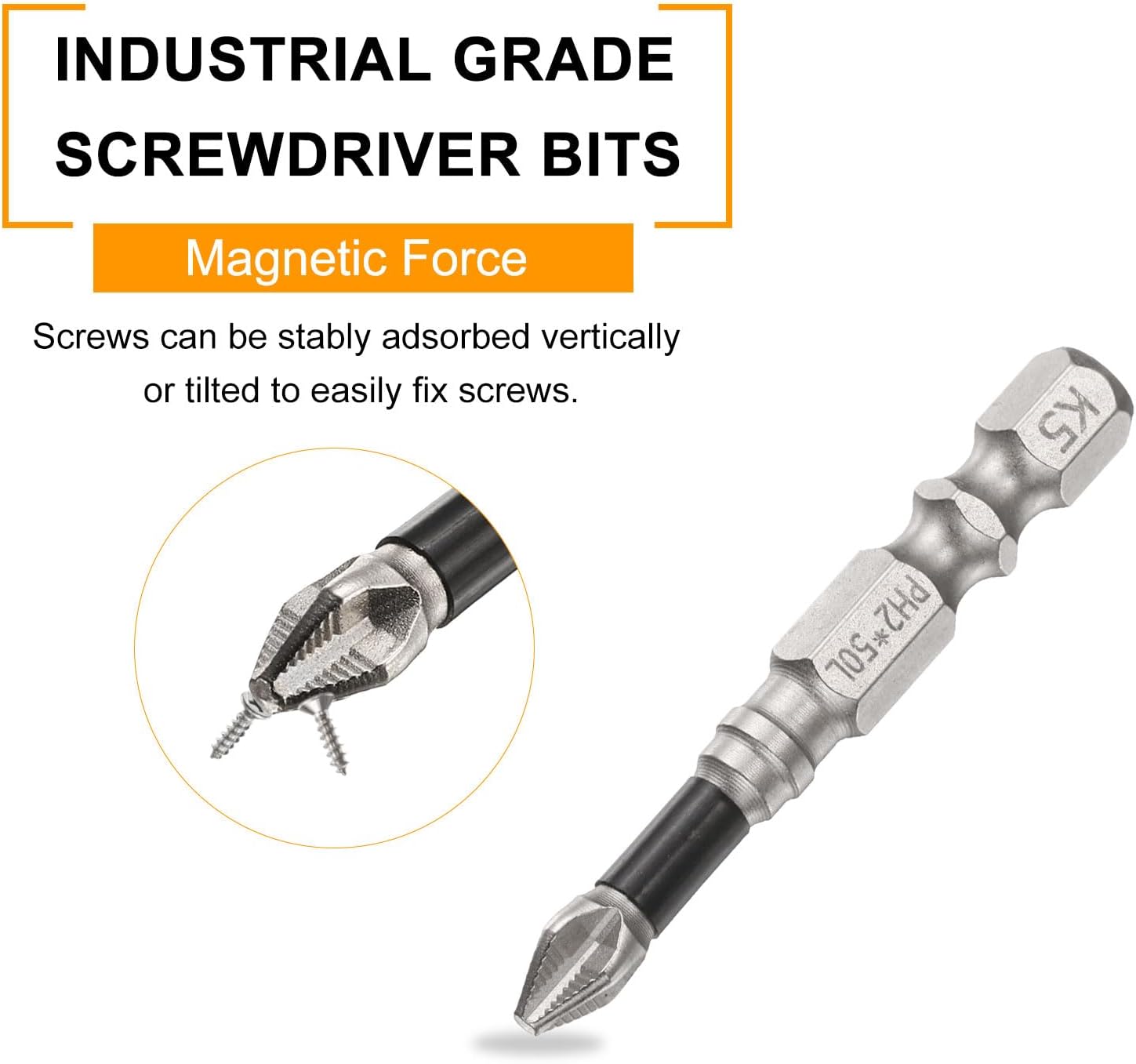 FRKSMD-5pcs Impact Phillips Screwdriver Bit Set PH2 (#2) Anti Slip Tip 1/4" Hex Shank 2"/2.6"/2.8"/3.5"/6" (50mm/65mm/70mm/90mm/150mm) Long Magnetic Cross Screw Driver Drill Bits