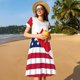 thumbnail image 4 of Balery USA Canada Flag Vestidos sueltos de manga corta para mujer, vestidos de verano 2025, vestidos casuales de corte A con vuelo., 4 of 6